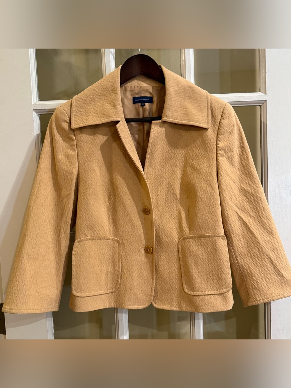 Adolfo Dominguez Camel Cropped Quilted Blazer Jacket Vintage